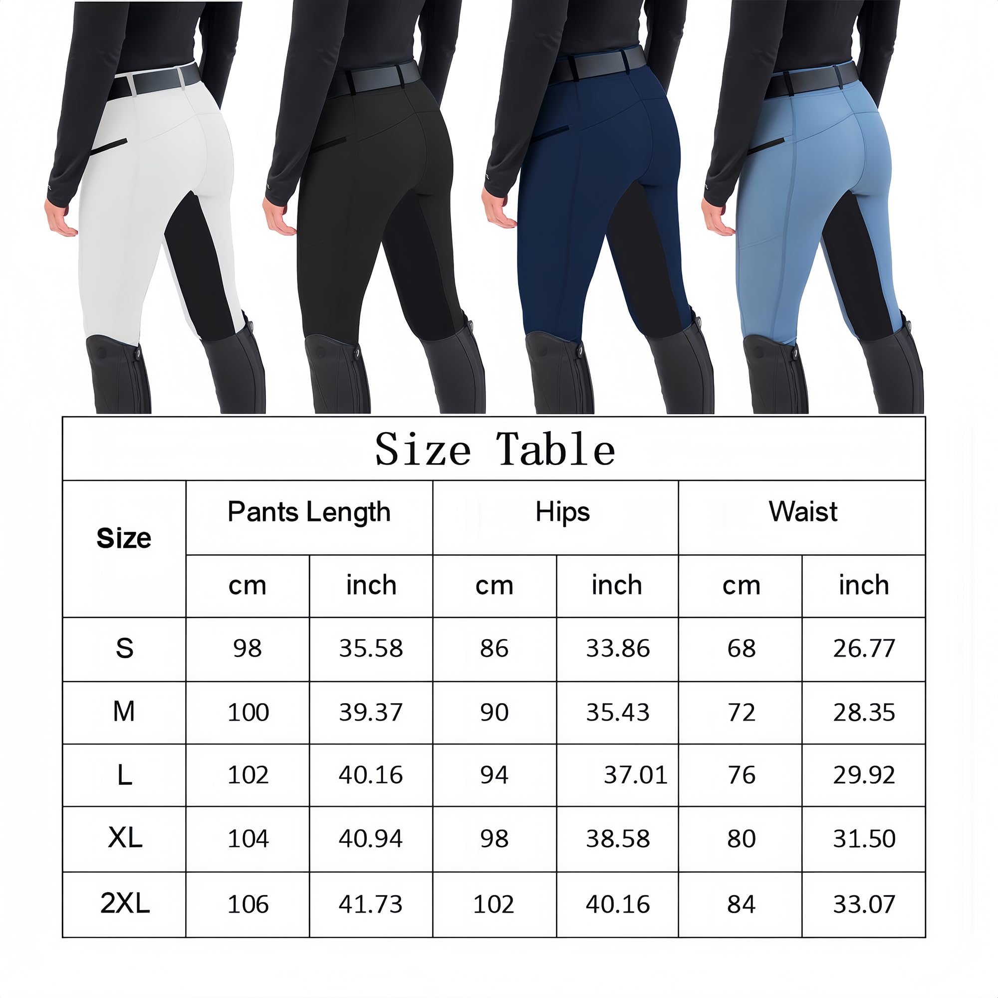 Chesoon Pantalon d'équitation pour femme - Pantalon d'équitation avec poches - Avec empiècements au genou
