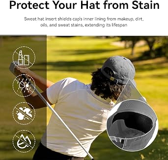 ERETOW 50Pcs Hat Sweat Liner for Baseball Cap, Disposable Sweat Pads for Hats, Golf Hat Liner Sweat Band Protector for Men & Women (Black)