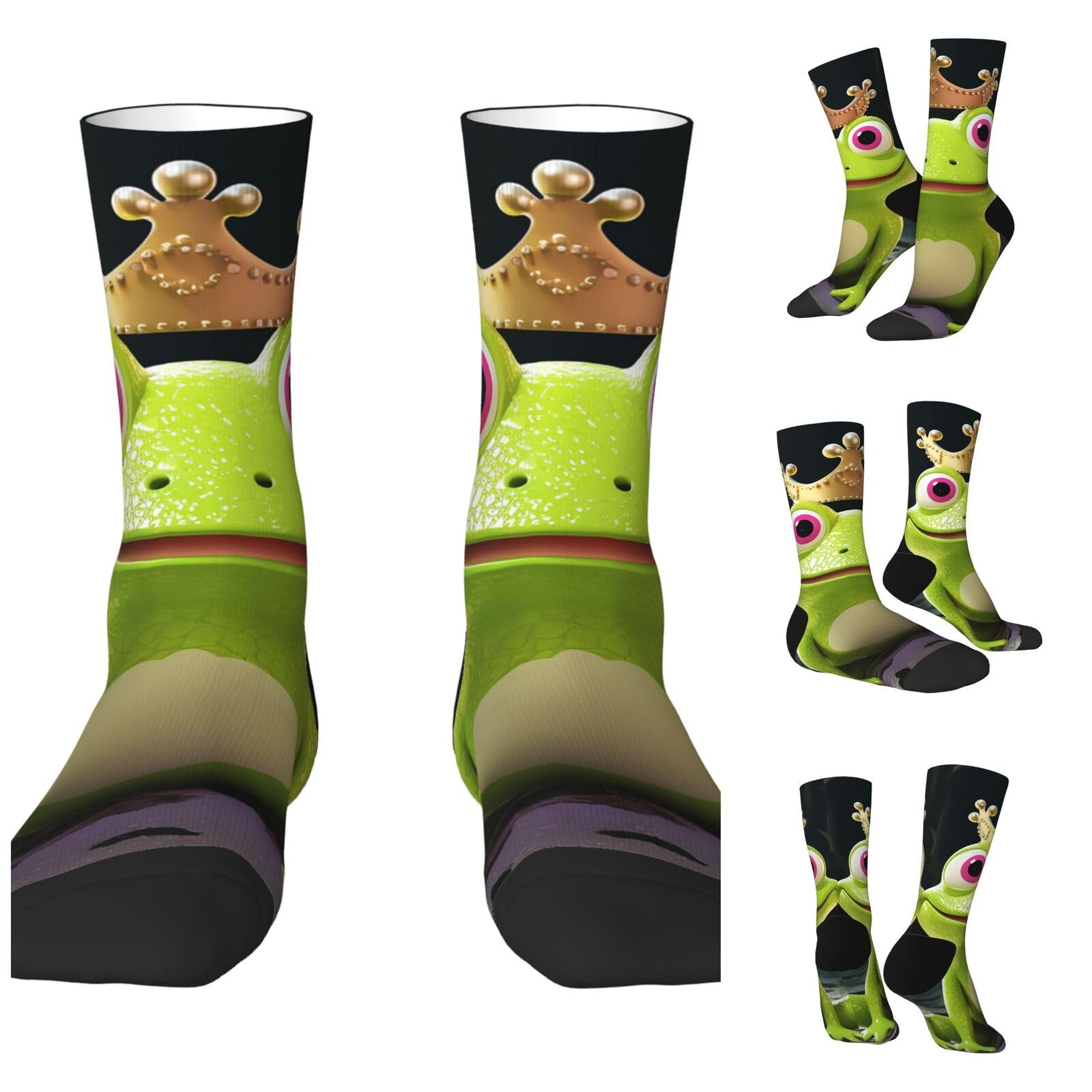 LZQPOEAS Crown frog Athletic Socks Unisex Cushioned Crew Socks Hiking Running Calf Sock Soft Above Ankle Sock