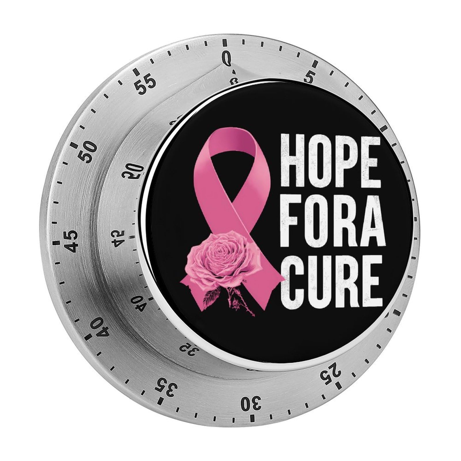 Breast Cancer Ribbon Cure Mechanical Timer with Alarm for Kitchen Cooking Productivity Stainless Steel Timers