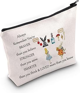 Alice Movie Cosmetic Make up Bag Alice Fairy Tale Fans Gift Alice You Are Braver Stronger Smarter Than You Think Makeup Zipper Pouch Bag (Alice Bag)