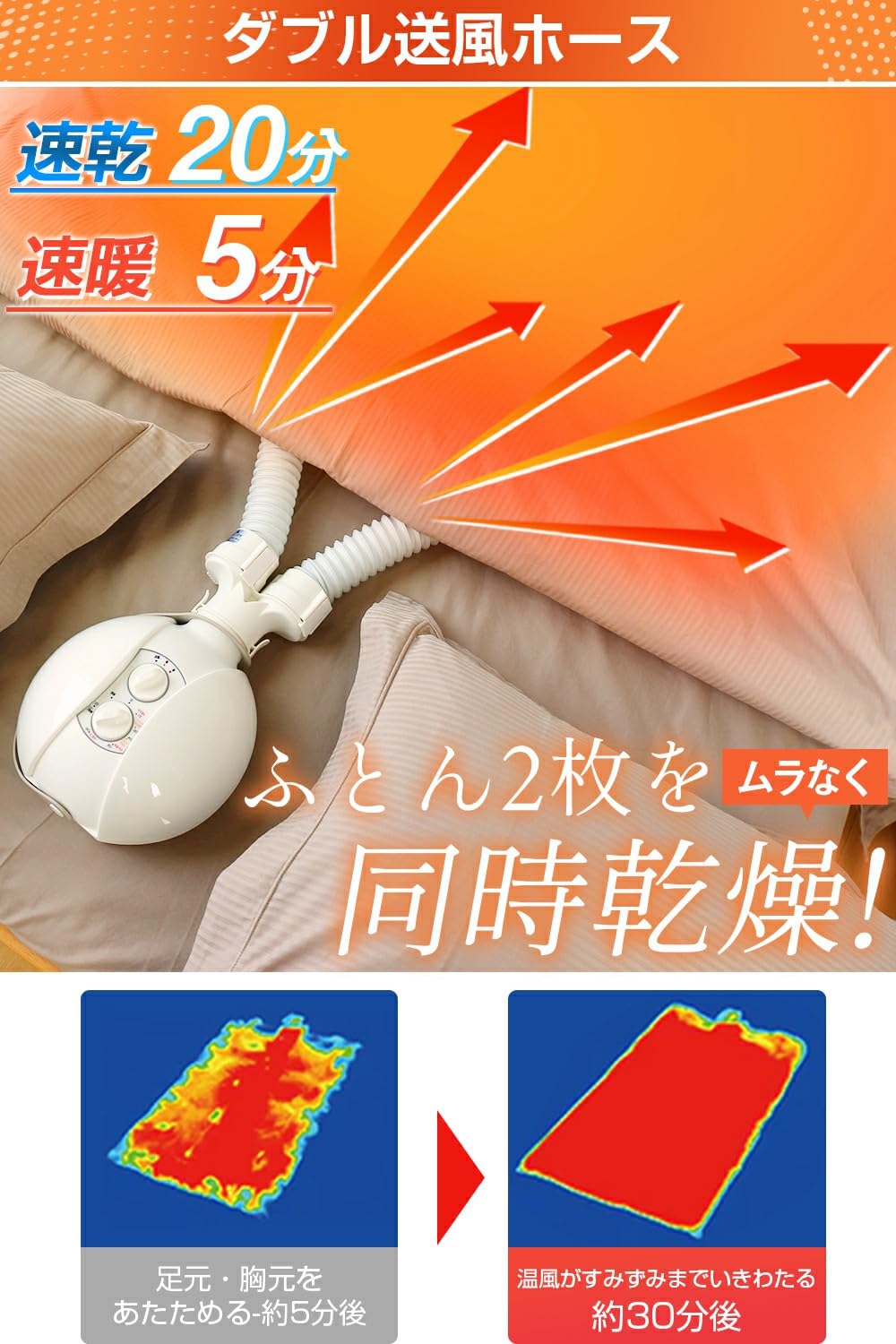 布団乾燥機　靴乾燥機　ダブルホース Amazon.co.jp: 【2026年革新モデル】布団乾燥機 小型 ふとん乾燥機