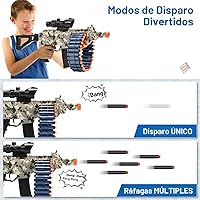 Vista 3 de Juguete eléctrico automático con alcance, JakMean Toy Blaster con 30 clips de dardos y 100 dardos de espuma, juegos de disparos al aire libre, Verde