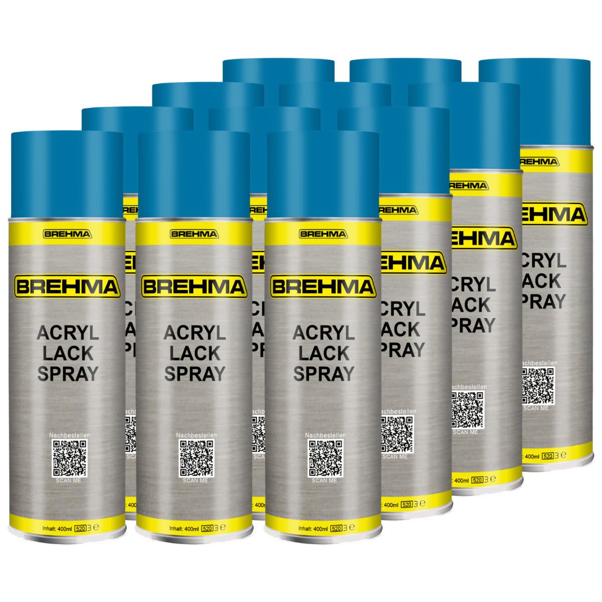 12x Acryl Lackspray Ral 5015 Himmelblau matt Lack Farbe Sprühfarbe 400ml