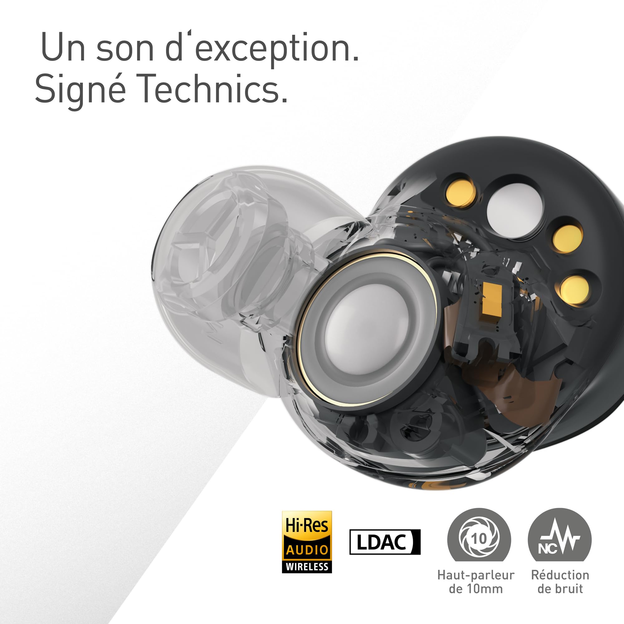 Technics EAH-AZ80E-A Écouteurs sans Fil avec Suppression du Bruit, Bluetooth, écouteurs Intra-Auriculaires avec Microphone intégré, Ajustement Personnalisable, jusqu'à 7 Heures de Lecture, Bleu Nuit