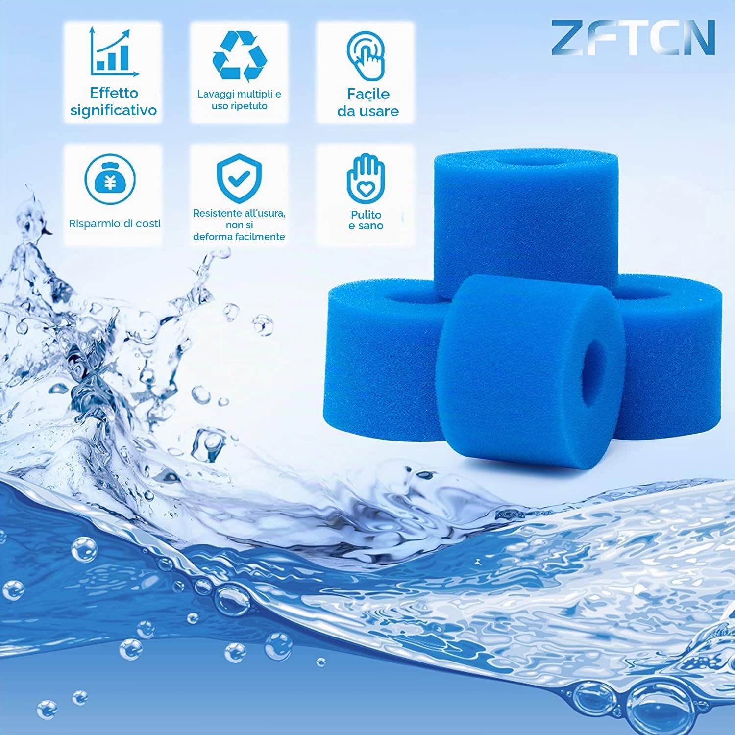 16 filtri per piscina in schiuma filtro per Intex tipo S1, filtro in schiuma per spa, piscina, riutilizzabile e lavabile, spugna di filtraggio tipo S1 (16 pezzi)