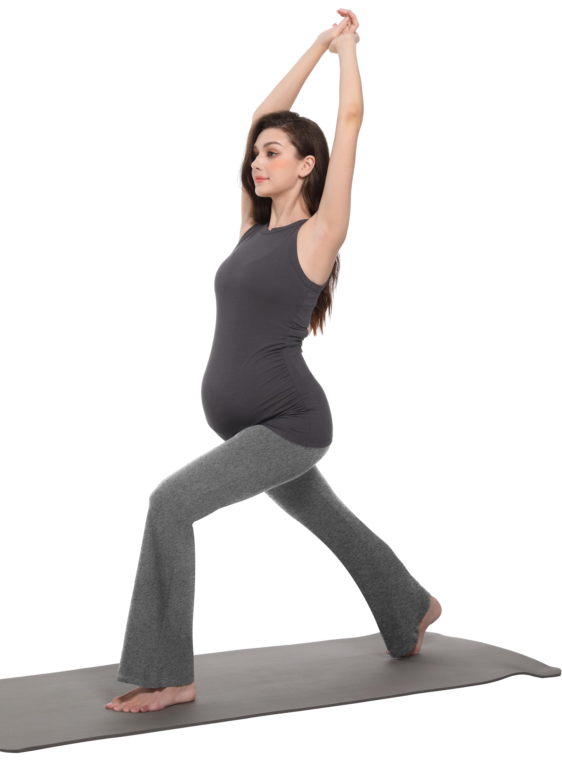 Leggings da donna per gravidanza, per maternità, yoga, opachi, elasticizzati sulla pancia, pantaloni premaman