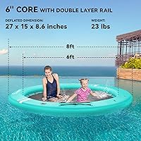 Vista 3 de FBSPORT Inflatable Water Hammock Round Floating Ring, 10/8/6ft Inflatable Dock Floating Platform for Lake W/Cupholder, Sun Float Chill Raft Float