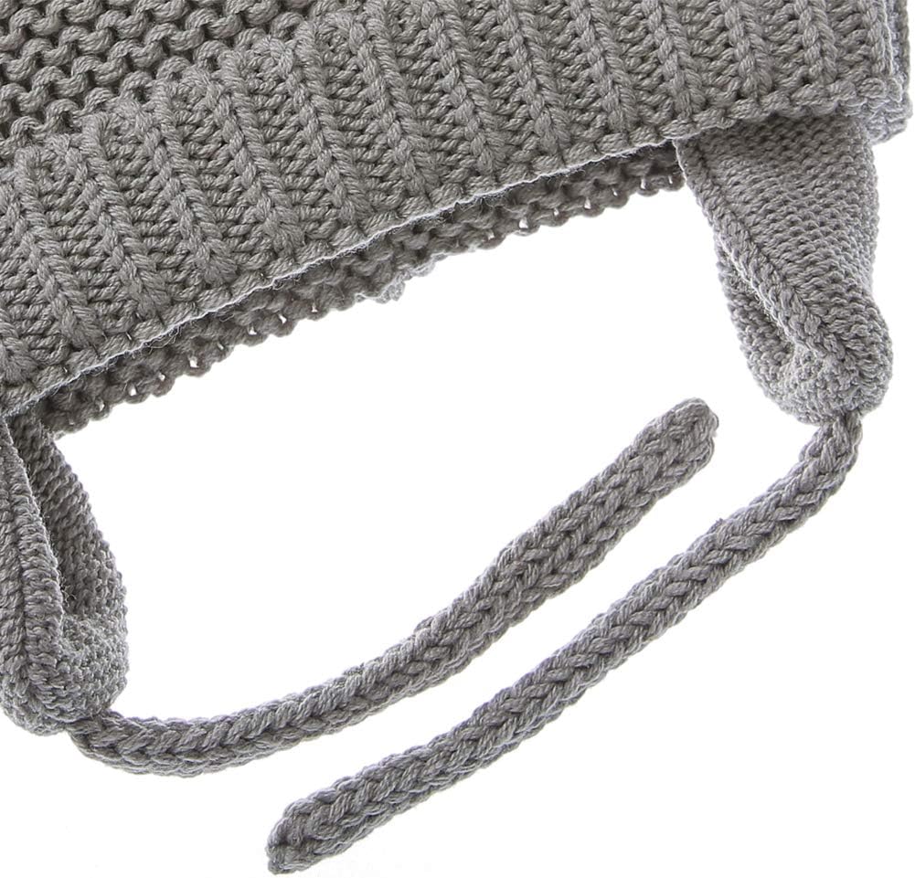 Baby Beanie Earflaps Hat - Infant Toddler Girls Boys Soft Warm Knit Hat Kids Winter Hat with Fleece Lining (Grey,S) - Image 2