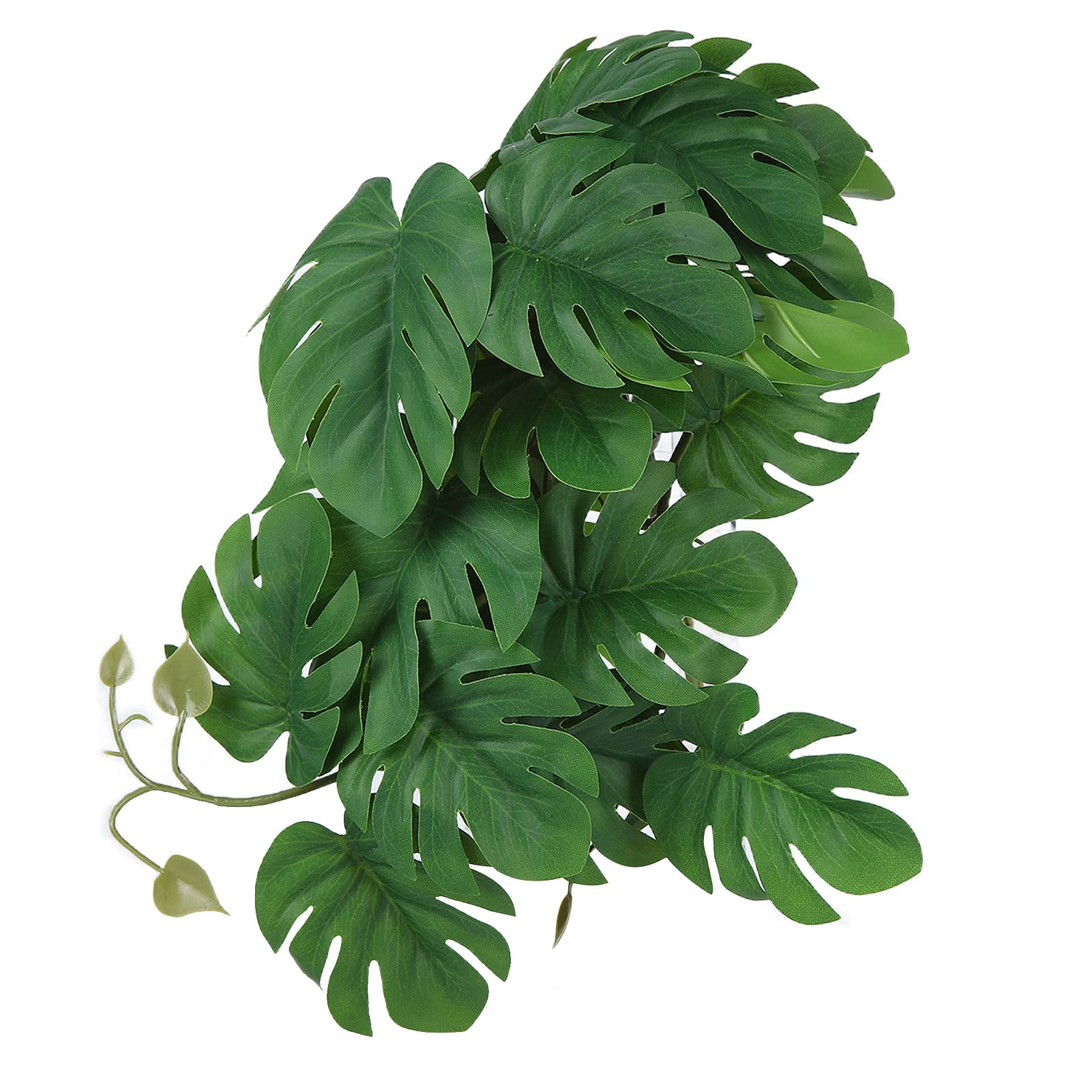Yosoo 2PCS Artificial Water Plant Simulation Vine Lifelike Plastic Leaves Decoration with Suction Cup for Fish (Turtle Leaf)