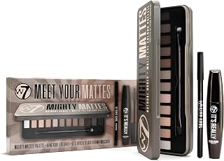 W7 Meet Your Mattes Gift Set: Mighty Mattes Eyeshadow Palette, Mascara & Eyeliner - Cruelty-Free Makeup Kit for Beginners & Teens