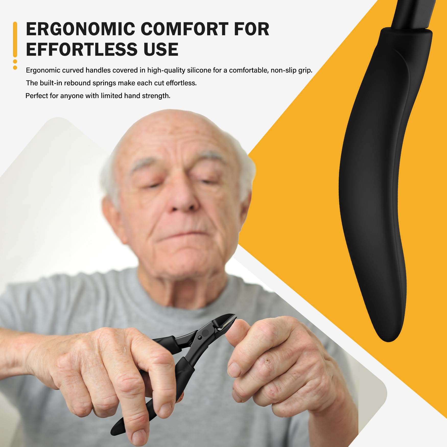 BEZOX Cortaúñas para dedos de los pies gruesos para personas mayores, cortaúñas encarnadas con borde de corte elevado, tijeras de diseño ergonómico para uñas gruesas, recomendado por podólogos