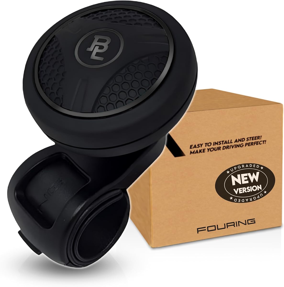 BL Steering Wheel Knob Spinner – Universal Non-Slip Fit, Die-Cast ABS & Premium Silicone Suicide Knob with Metal Ball Bearing – Ideal for Cars, Trucks, Boats (Silicone Black)