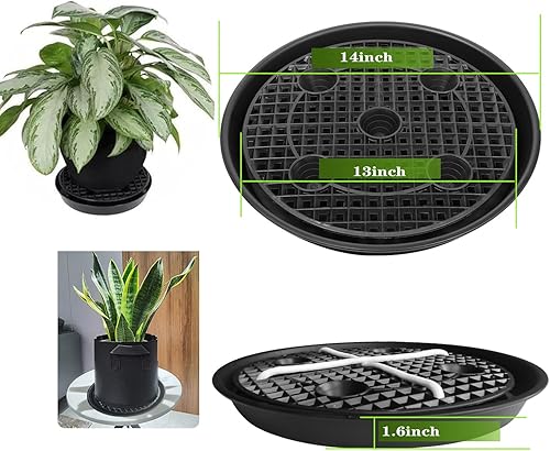 Miniatura 2 de Soporte de plástico para platillos para plantas, paquete de 4 unidades de 14 pulgadas, base de maceta de tela de riego automático, uso de bolsas de