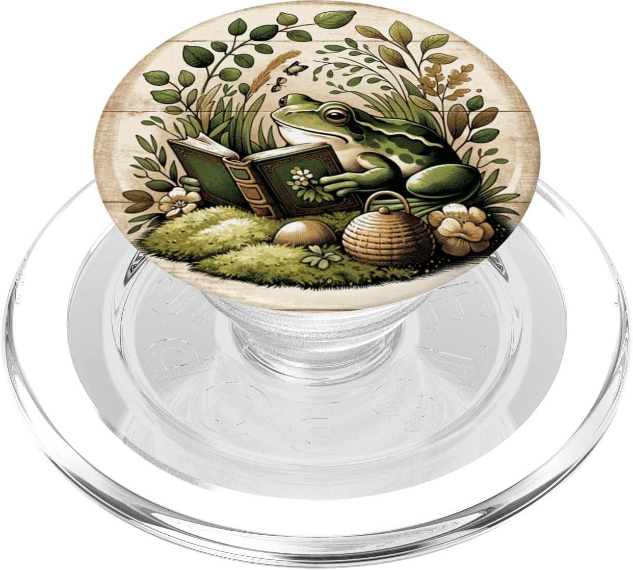 Cute Cottagecore Aesthetic Frog Book Reading Lover Librarian PopSockets MagSafe PopGrip for iPhone