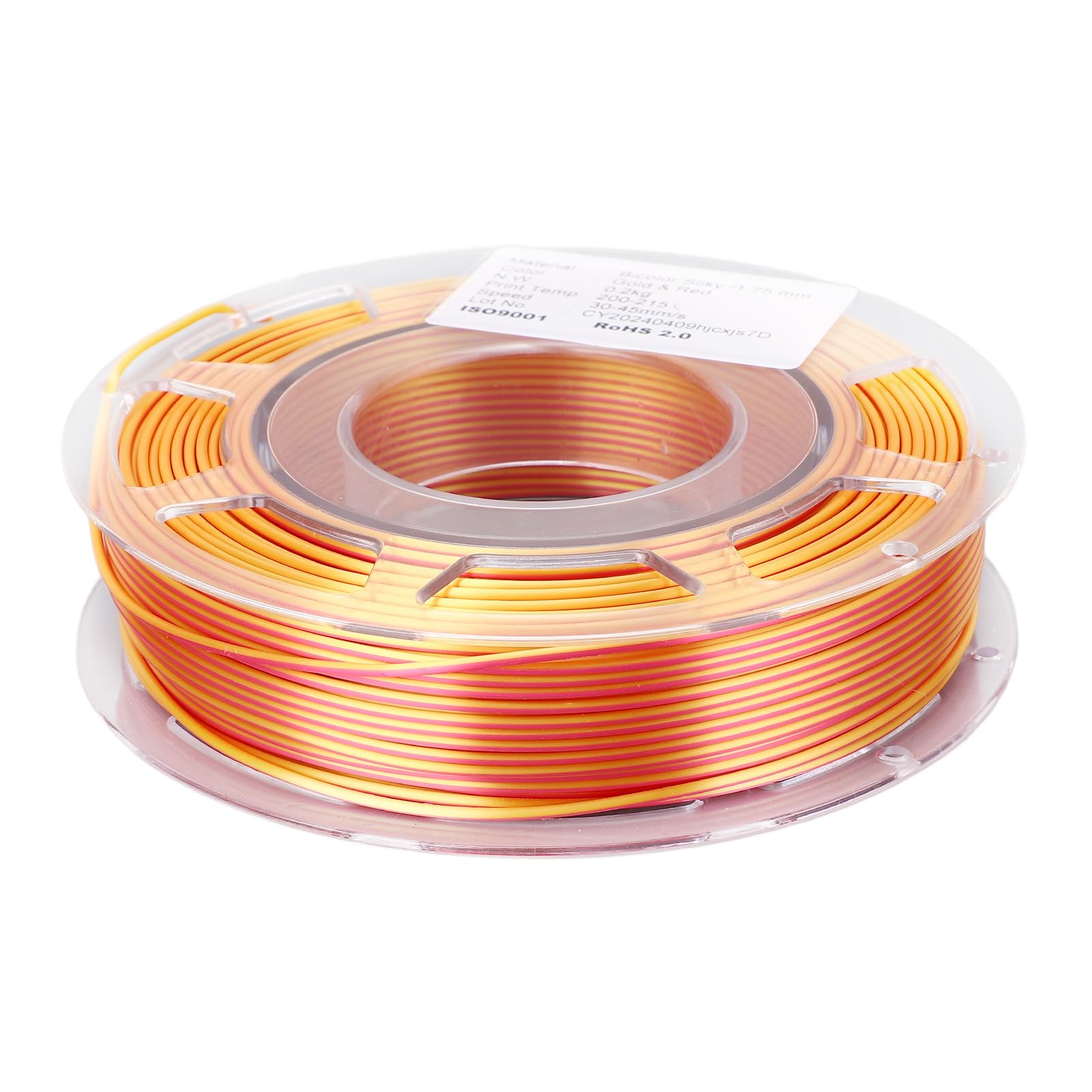 PLA 1,75 mm dwukolorowy pakiet żarników Złoty Czerwony Materiały eksploatacyjne do druku 3D 200 g 30-45 mm/s