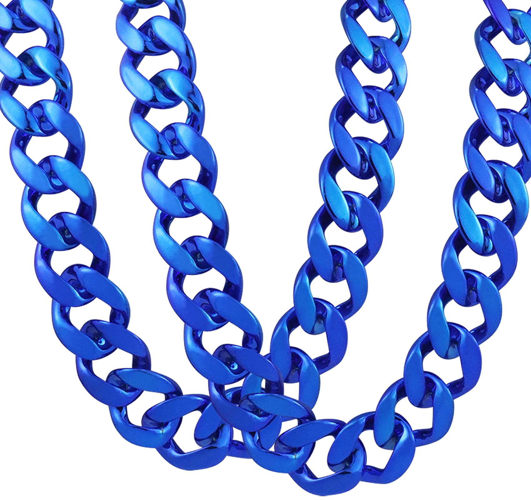 2Pack Big Chunky Plastic Hip Hop Chain for Men Fake Gold Silver Turnover Chain 90s Necklace Costume Accessory