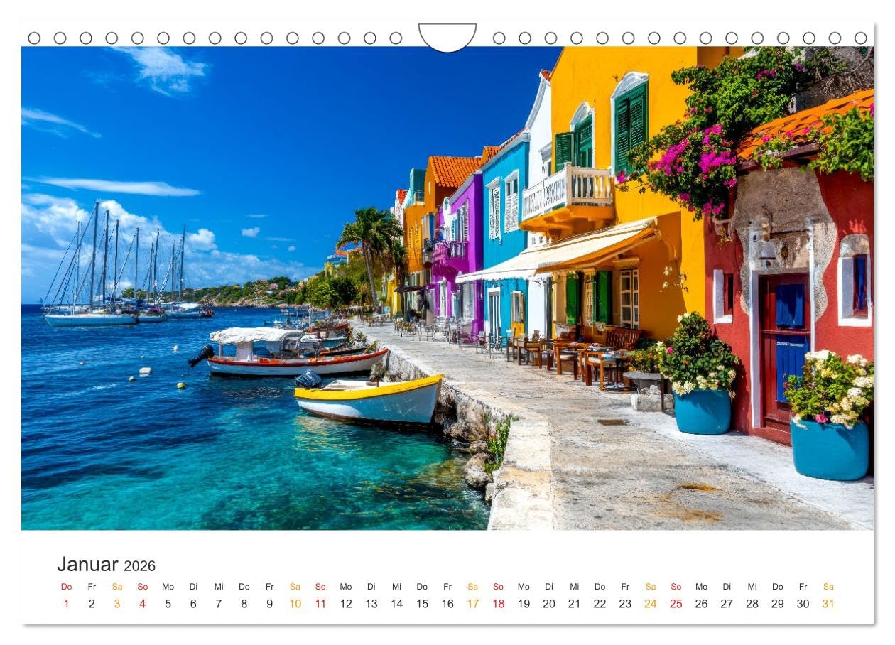 Curaçao - paradiesische Insel in der Karibik (Wandkalender 2026 DIN A4 quer), CALVENDO Monatskalender: Balsam für die Seele - Sonne, Strand, Meer, Willemstad.