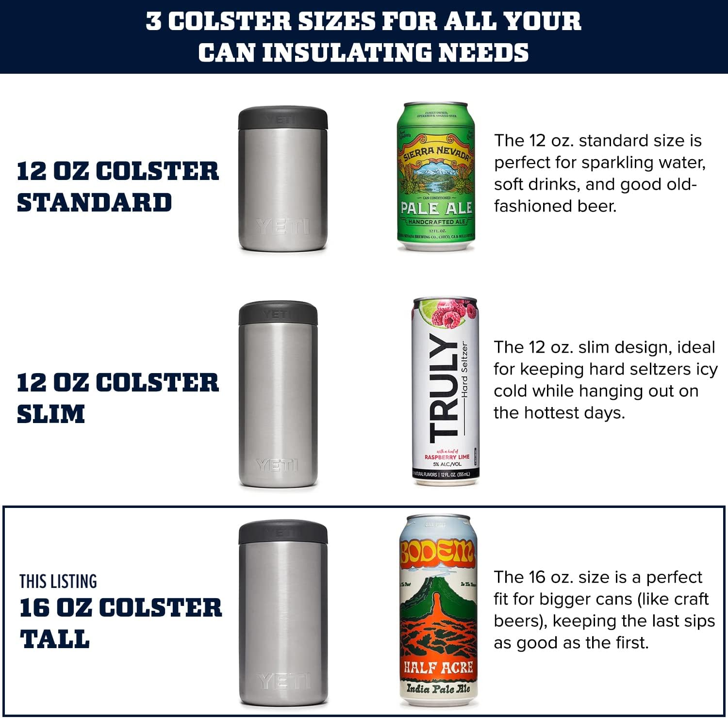 YETI Rambler 16 oz. Colster Tall Can Insulator for Tallboys & 16 oz. Cans, Alpine Yellow
