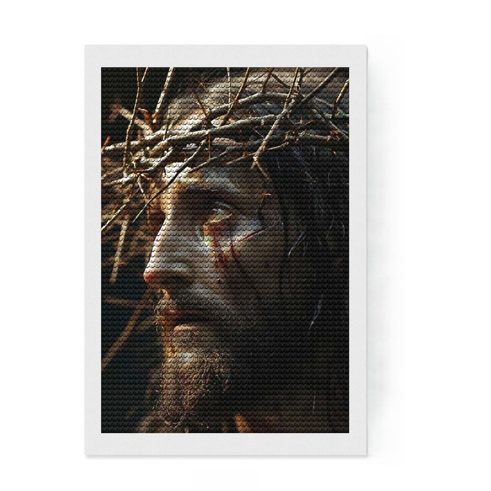 Junmoney Jesus is Alive Round Drill Diamond Painting 8"x12", for Adults, Calming Craft to Unwind, Vintage Style Decor, Christmas Gift