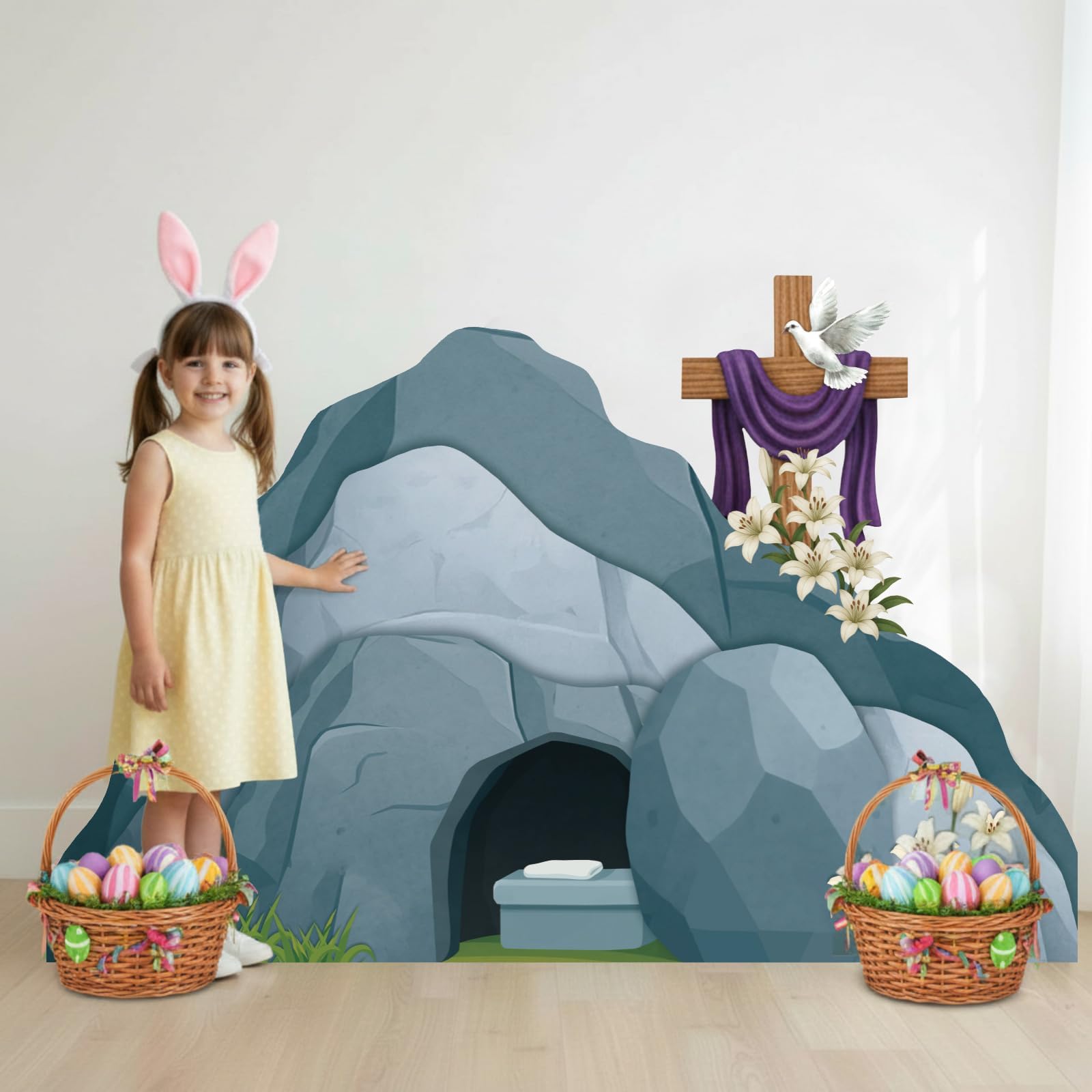 Qunclay Empty Scene Decoration, Cardboard Empty Display Scene Prop Stand up Decor for Home Office (Easter)