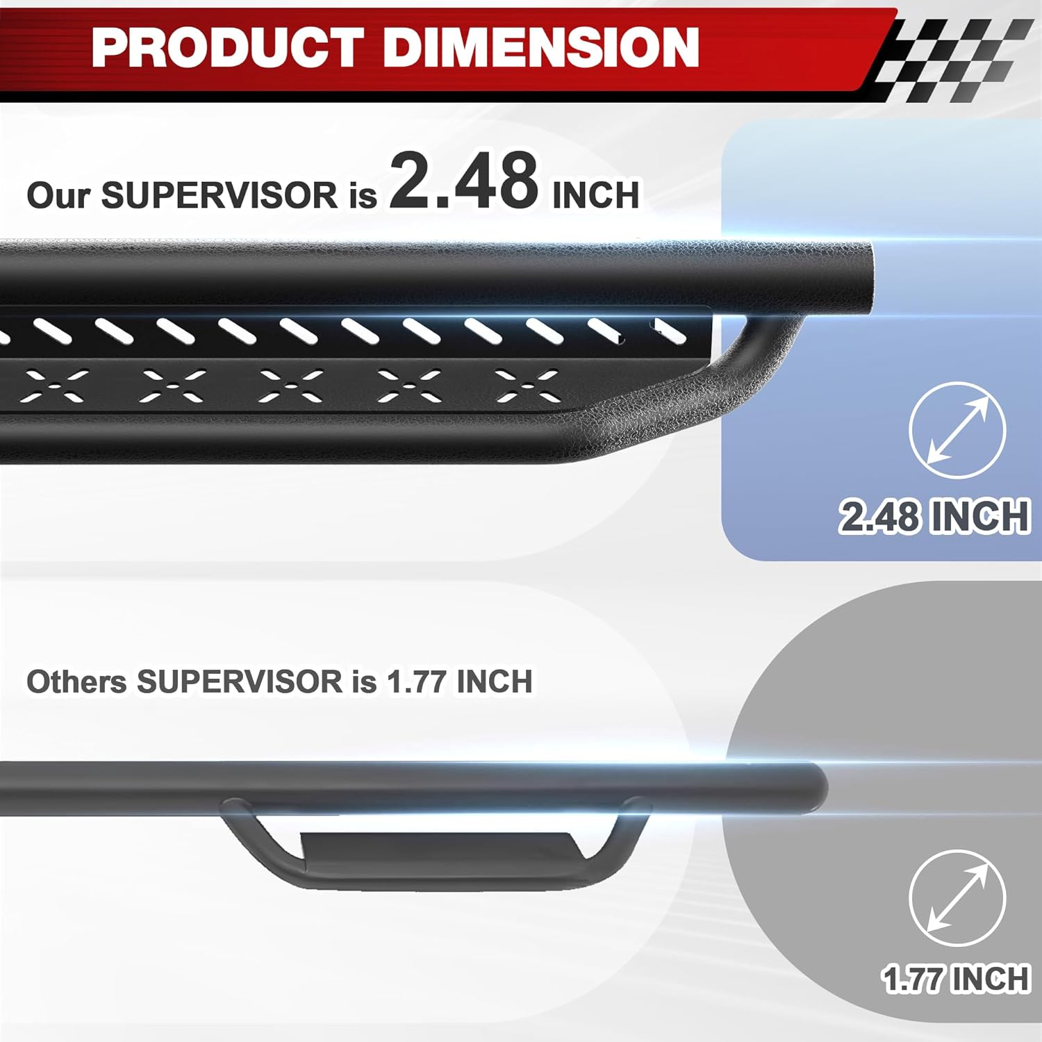 Running Boards for 2006-2020 Chevy Suburban & GMC Yukon XL, Carbon Steel Nerf Bars Side Steps for Full Size SUV, Black Powder Coated Running Boards