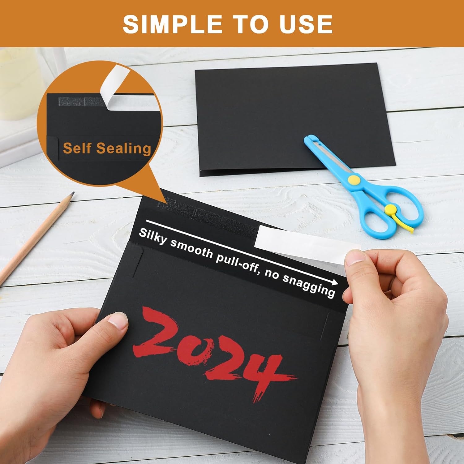 100 Packs Blank Black Note Cards and Envelopes 4 x 6 Heavyweight Folded Cardstock and A4 Envelopes Printable Self Seal for Birthday, Thank You Cards, Wedding Invitations, Baby Showers - Image 5