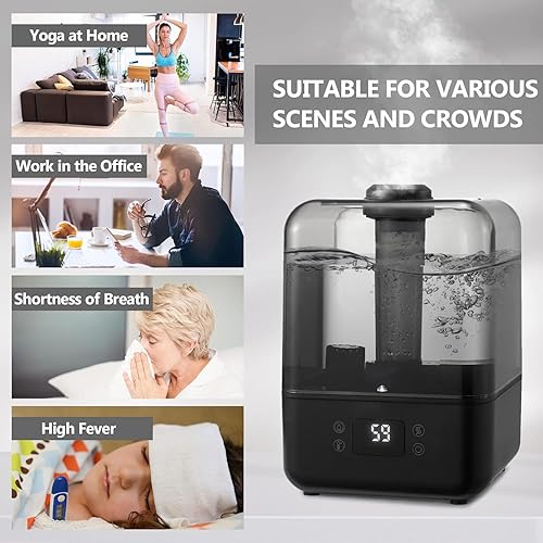 Miniatura 9 de Humidificador de niebla fría y cálida para dormitorio, oficina, humidificador de aire ultrasónico para el hogar bebé y planta, 3 nieblas ajustables,