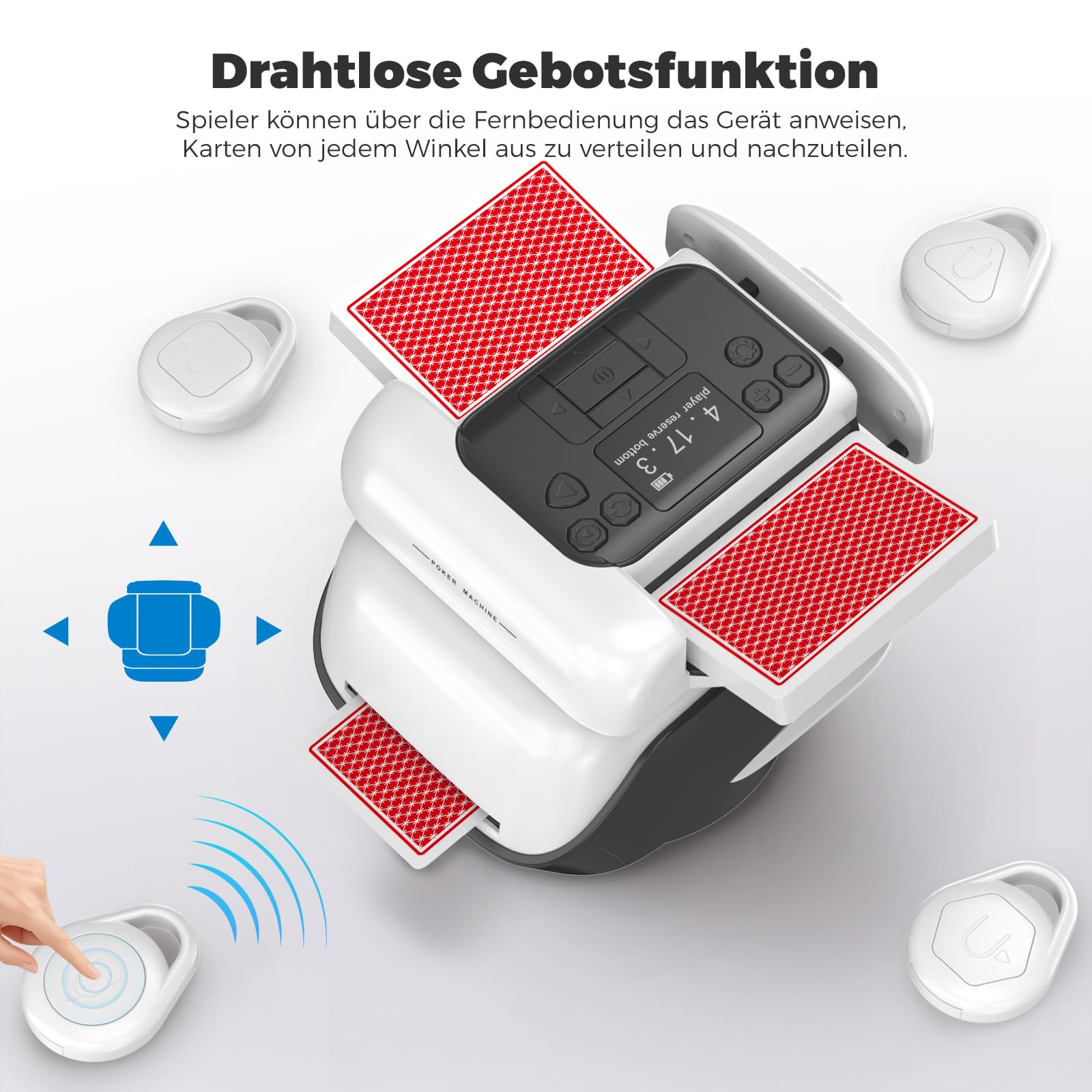 Automatischer Kartengeber & Kartenmischer mit 360° Drehfunktion, anpassbarer Kartenzuteilung für beliebig viele Spieler, vielseitigem Ausgabewinkel, Kompatibilität (mit Fernbedienungen)