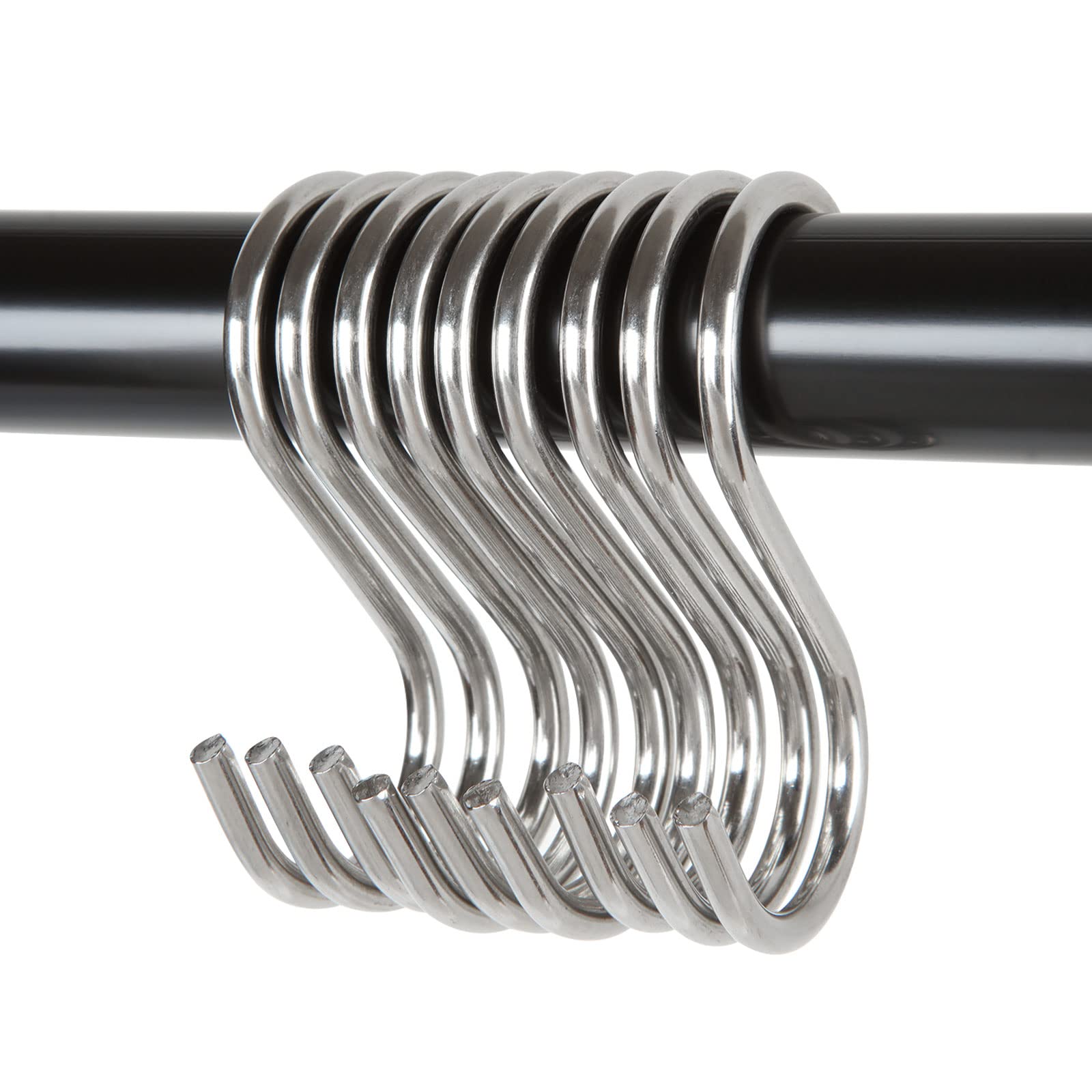 LOLYSIC 100 Pieces 2.8'' S Shape Stainless Steel S Hooks for Hanging Sliver S Hooks Rack Hanger Heavy Duty Hanging Hooks for Kitchen Workshop Bathroom Garden - Image 3