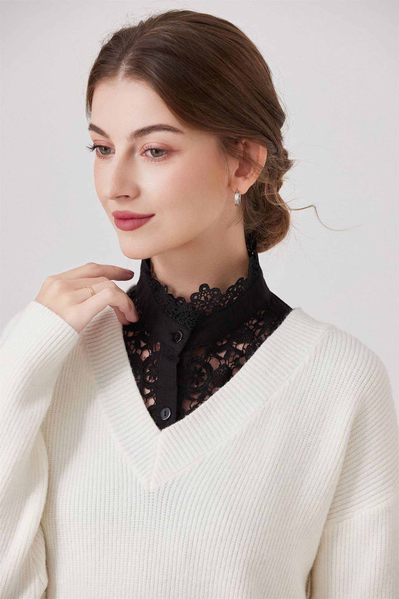 XEPST Colletto Staccabile Donna Camicia Bianca Colletto Camicia Finta Camicia sotto Donna Elegante Laccio Camicetta Mezza Camicia Colletto Falso Staccabile Decorativo Collare Colletto