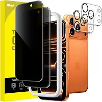 JETech Película de Vidro Temperado de Privacidade para iPhone 17 Pro Max 6,9 Polegadas com Protetor de Lente de Câmera, Protetor de Tela Anti-Espião, Ferramenta de Instalação, 2 Pacotes Cada