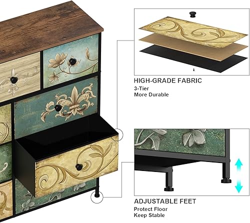 Miniatura 6 de Tohomeor Cómoda con Cajones para Dormitorio Cómoda de Cajones de Tela para Closet, Cuarto de Bebé, Entrada, Perchero de Pie, Soporte de TV para Sala