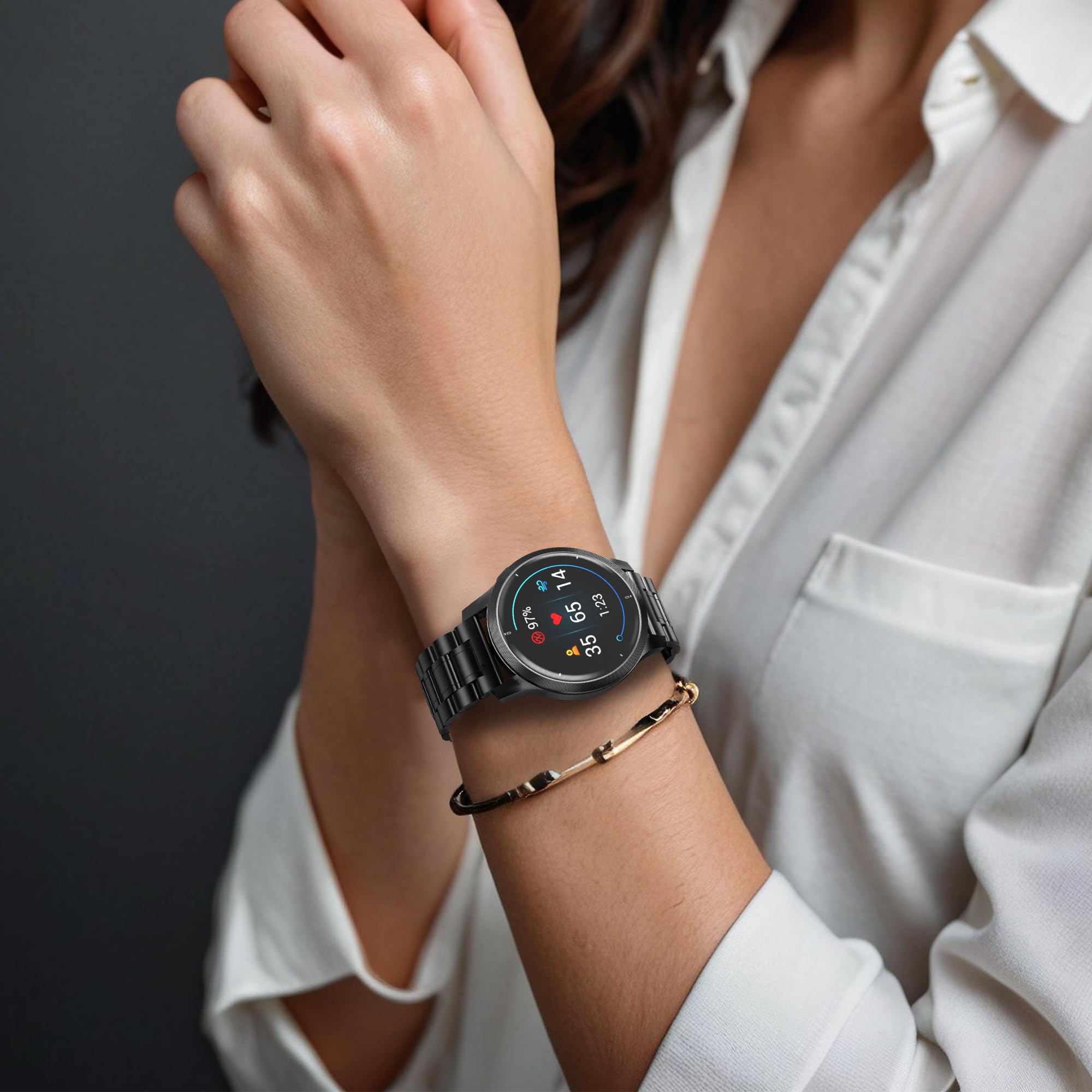 TPUOTI Cinturino in pelle da 22 mm + silicone per orologio Garmin Venu 2, unisex, per Vivoactive 4/Active/Forerunner 745, For Venu 2, Agata
