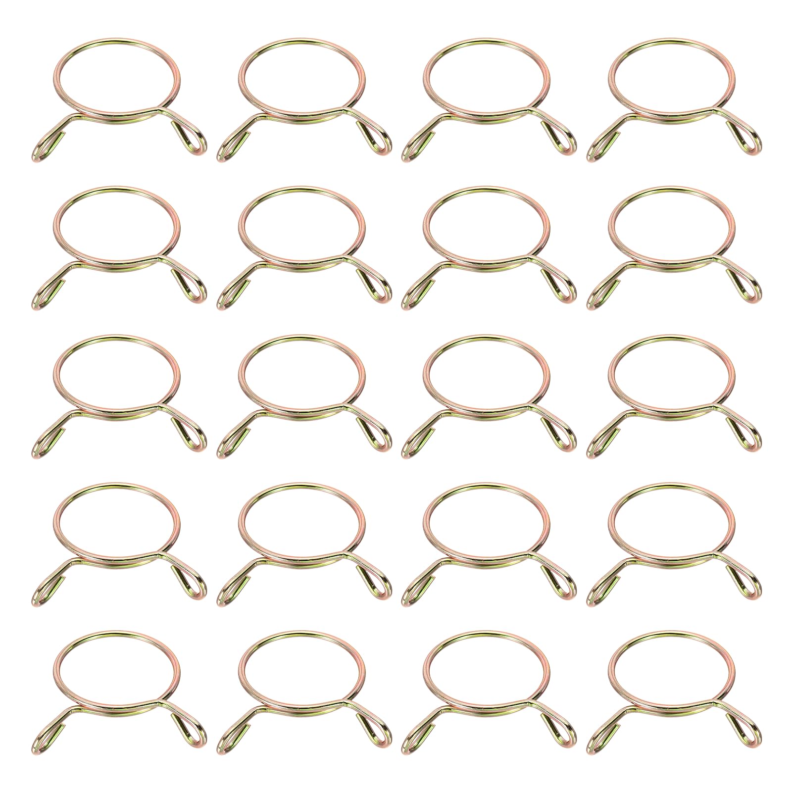sourcing map Fuel Line Hose Clips 20Pcs 45mm ID 51.5mm Clamp Dia. 65Mn Tubing Spring Clips Clamps Assortment for Air Hose Tube Water Pipe Motorcycle Scooter ATV, Gold