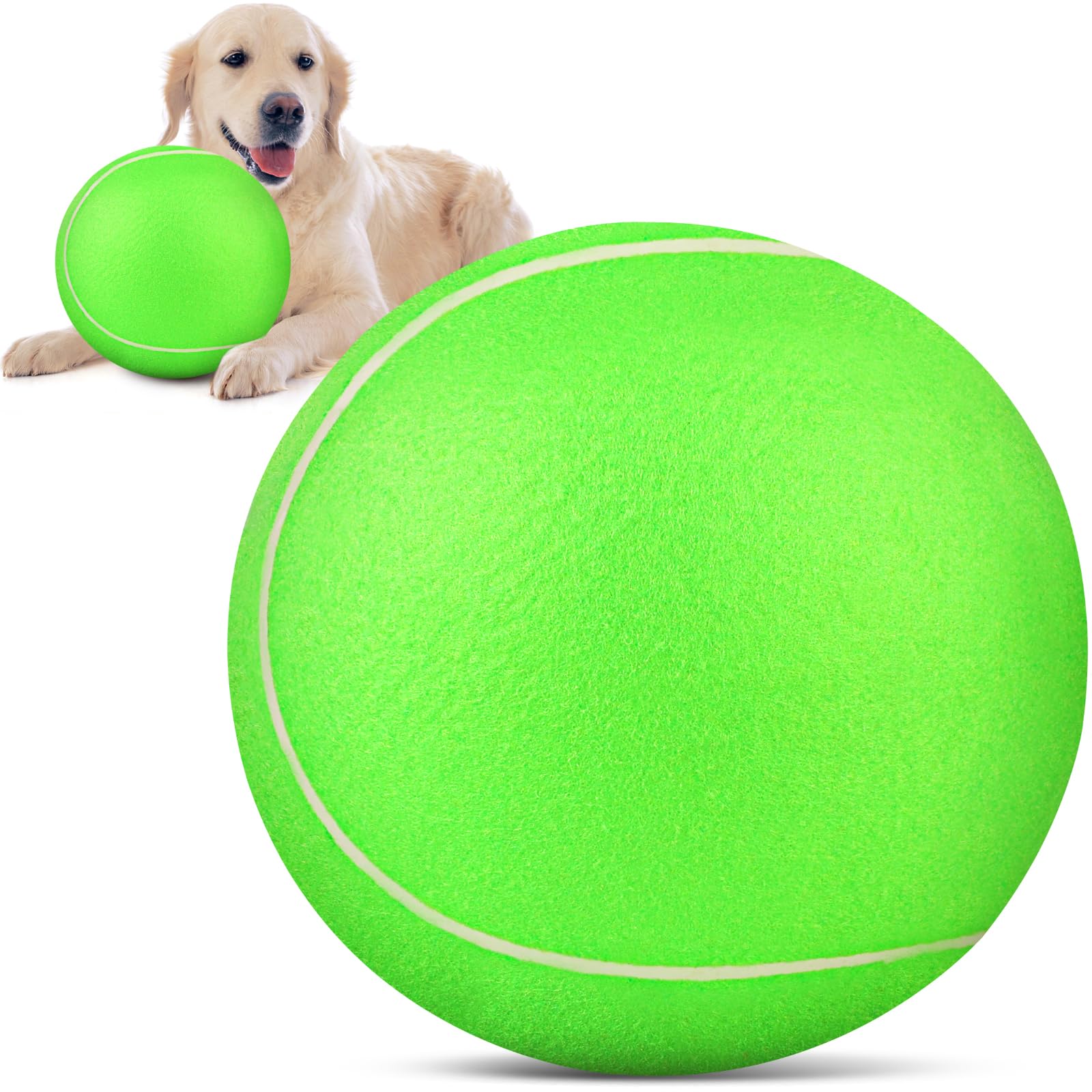 QDAN Giant Large Tennis Ball for Dogs: 9.5" Big Balls for Dogs for Outdoor Play, Big Tennis Ball Dog Toy for Small Medium Large Dog, Green