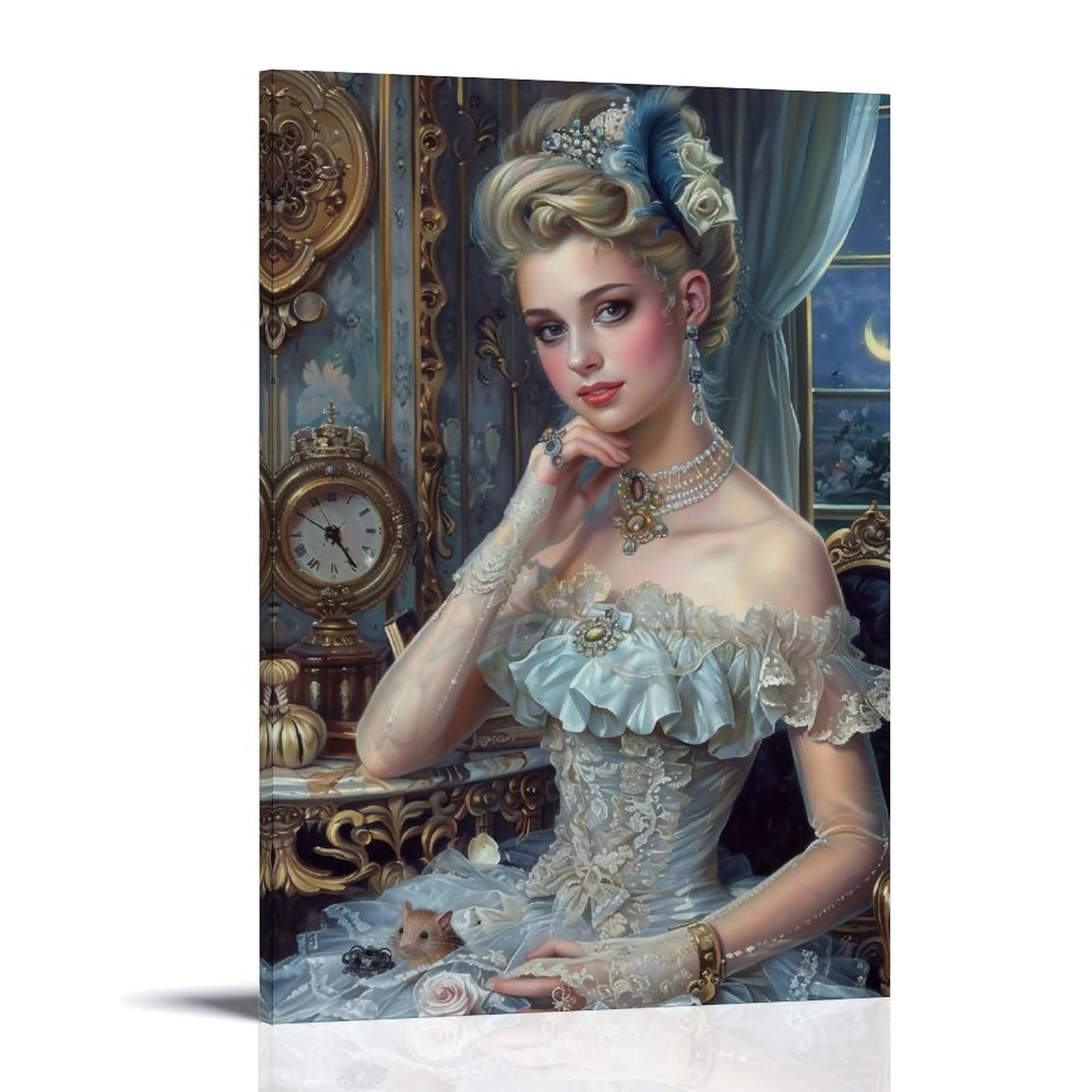 HUERYRYHY Nostalgic Rococo 02 Poster Wall Art Canvas Vintage Aesthetic Painting Decor for Rooms 12x18inch Frame-style