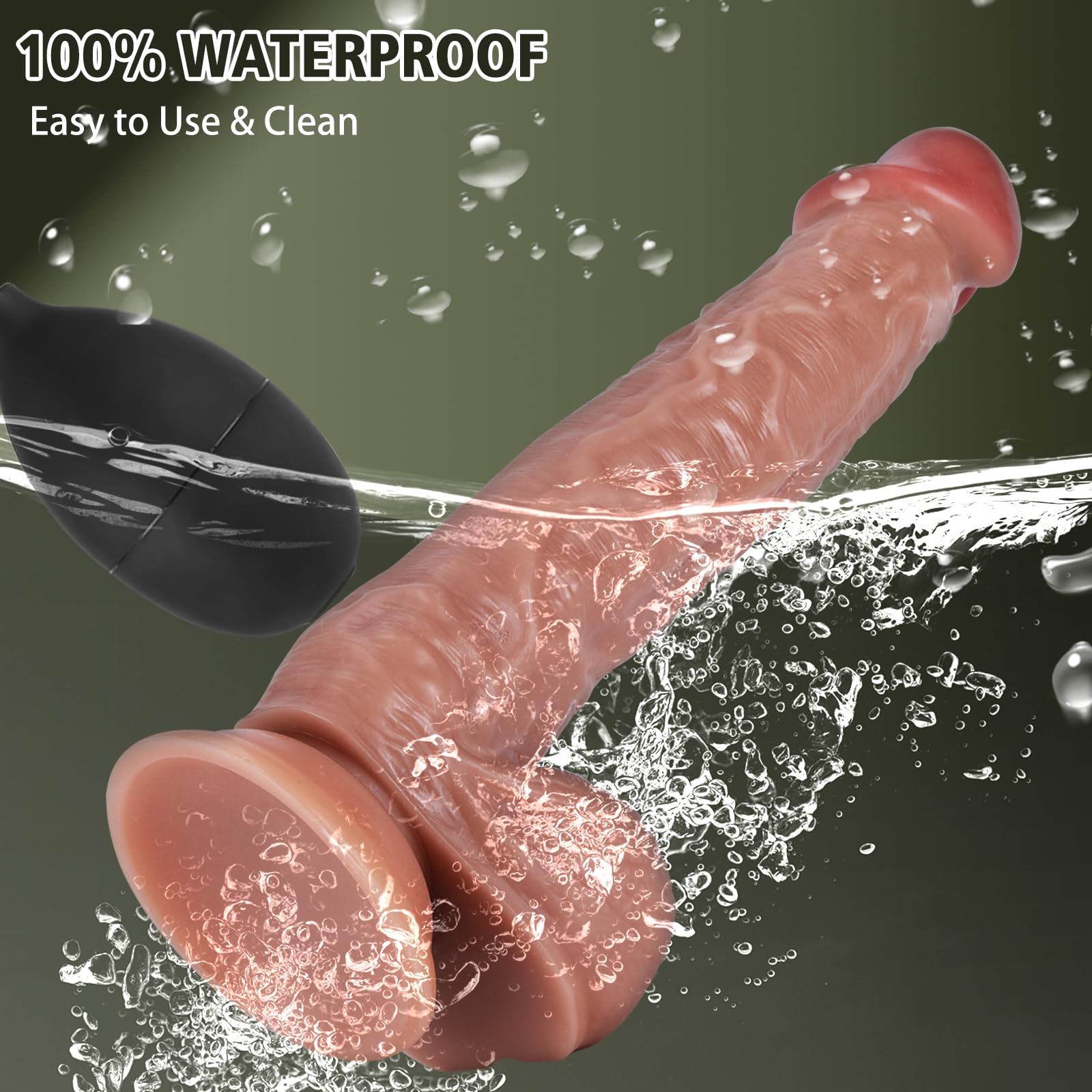 Consolador Hombre Realista Para las Mujeress, Squirting Agua Simulación de Eyaculación con Spray Pene Real Suave para Pene con Ventosa, Juguete Sexual Para Mujeres, Hombres y Parejas 26 cm