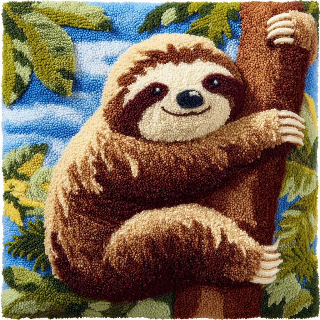 WallustrioaW Latch Hook Cushion Kits for Adults,Animal Sloth