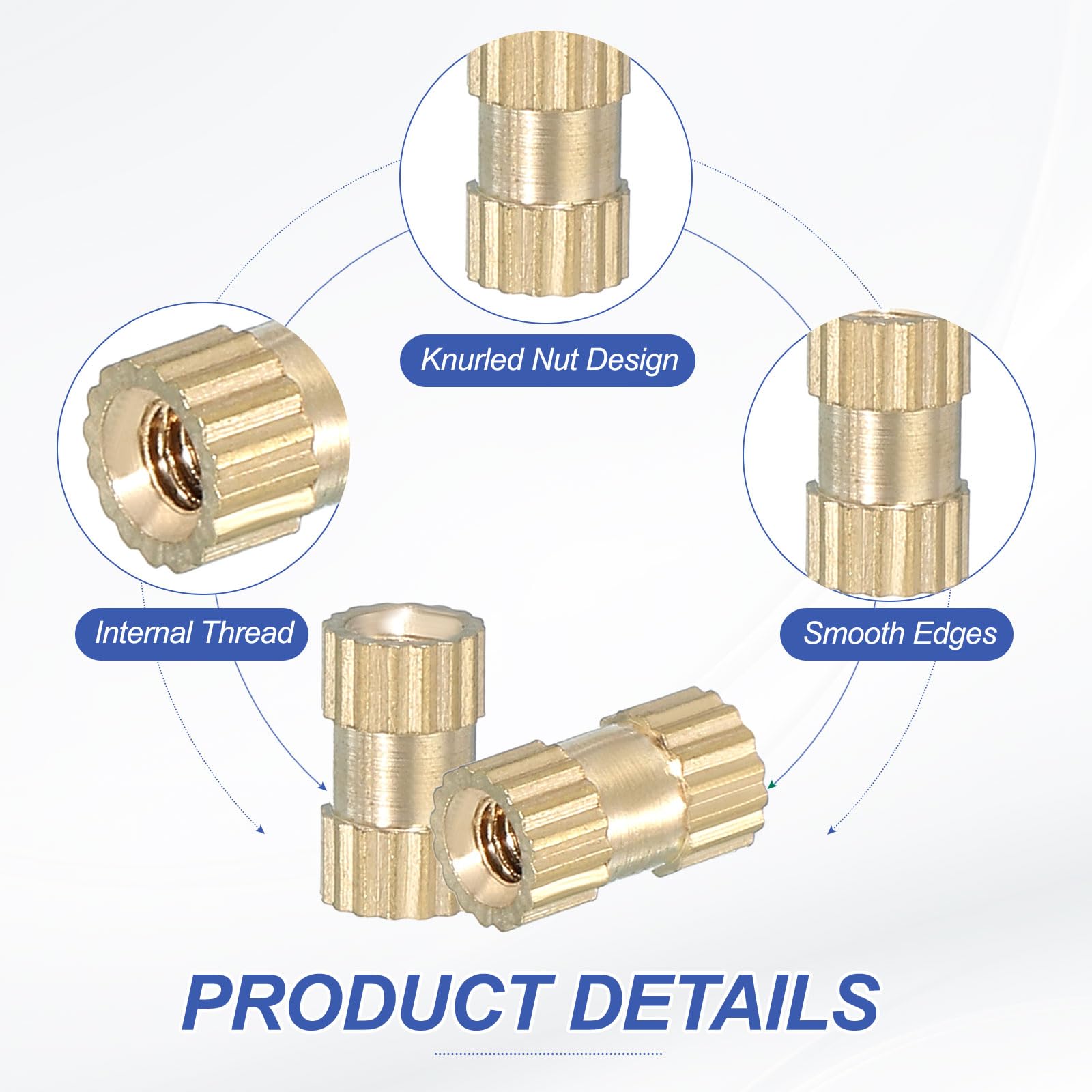 PATIKIL M2 Threaded Inserts, 120 Pcs Female Metric Brass Knurled Nuts Heat Set Insert for Plastic 3D Printing Components (M2x6x3.5mm) - Image 3