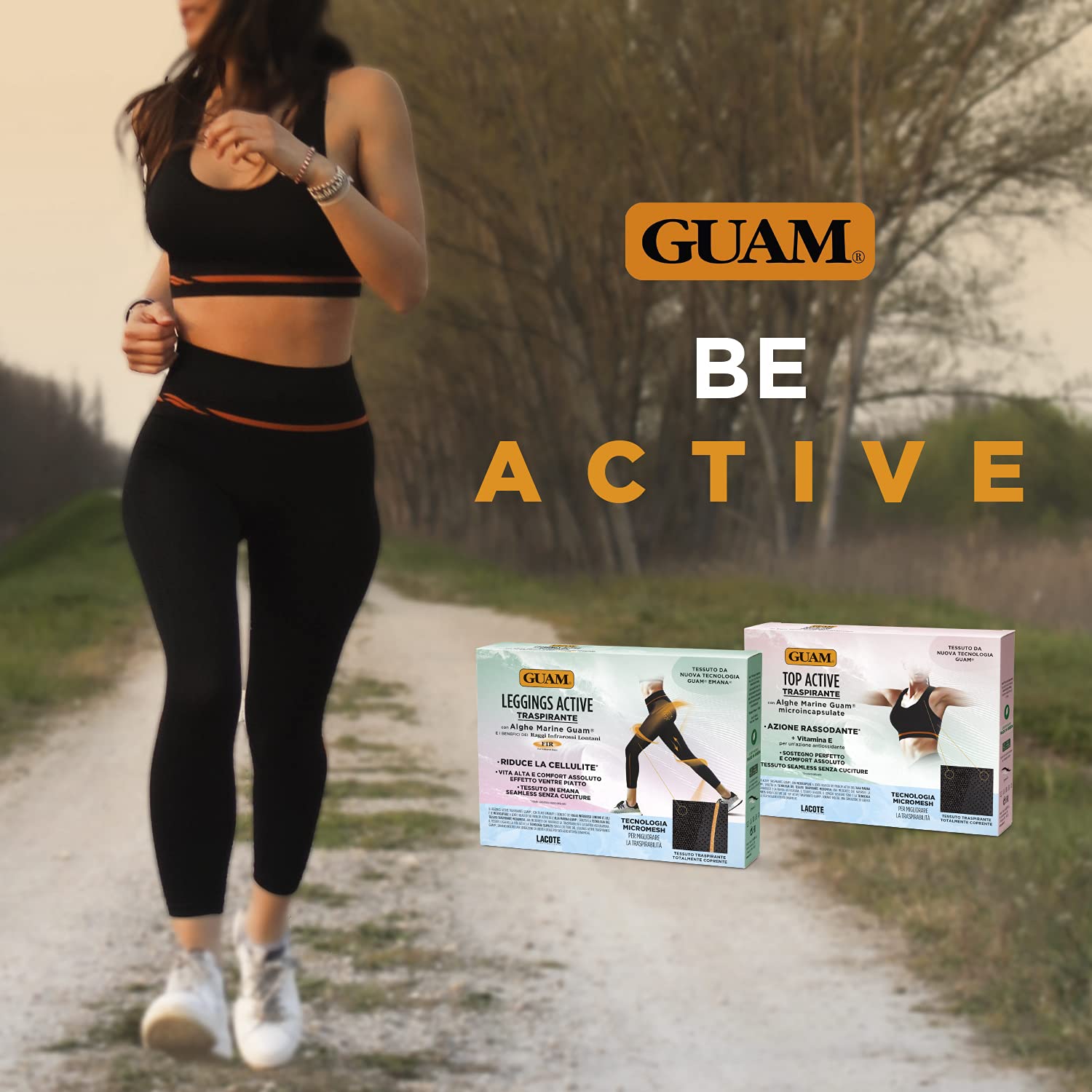 Guam Legging Raffermissant pour Femme pour Sport et Yoga - Taille Haute, Ultra-Respirant, Effet Ventre Plat, avec Algues Tissu Léger, Opaque et sans Couture