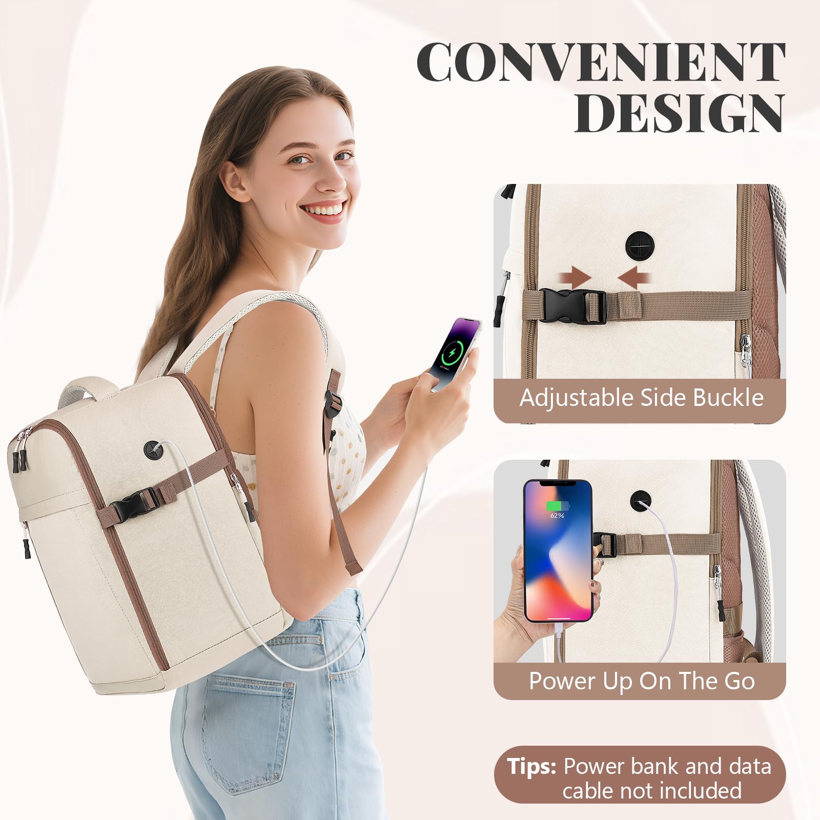 Hayayu Zaino Per Ryanair 40x20x25, Zaino Da Viaggio Aereo Bagaglio a Mano 40x30x20 per Wizzair Easyjet,Borse Da Cabina Zainetto Donna Uomo Zaini Da Viaggio Con Foro USB