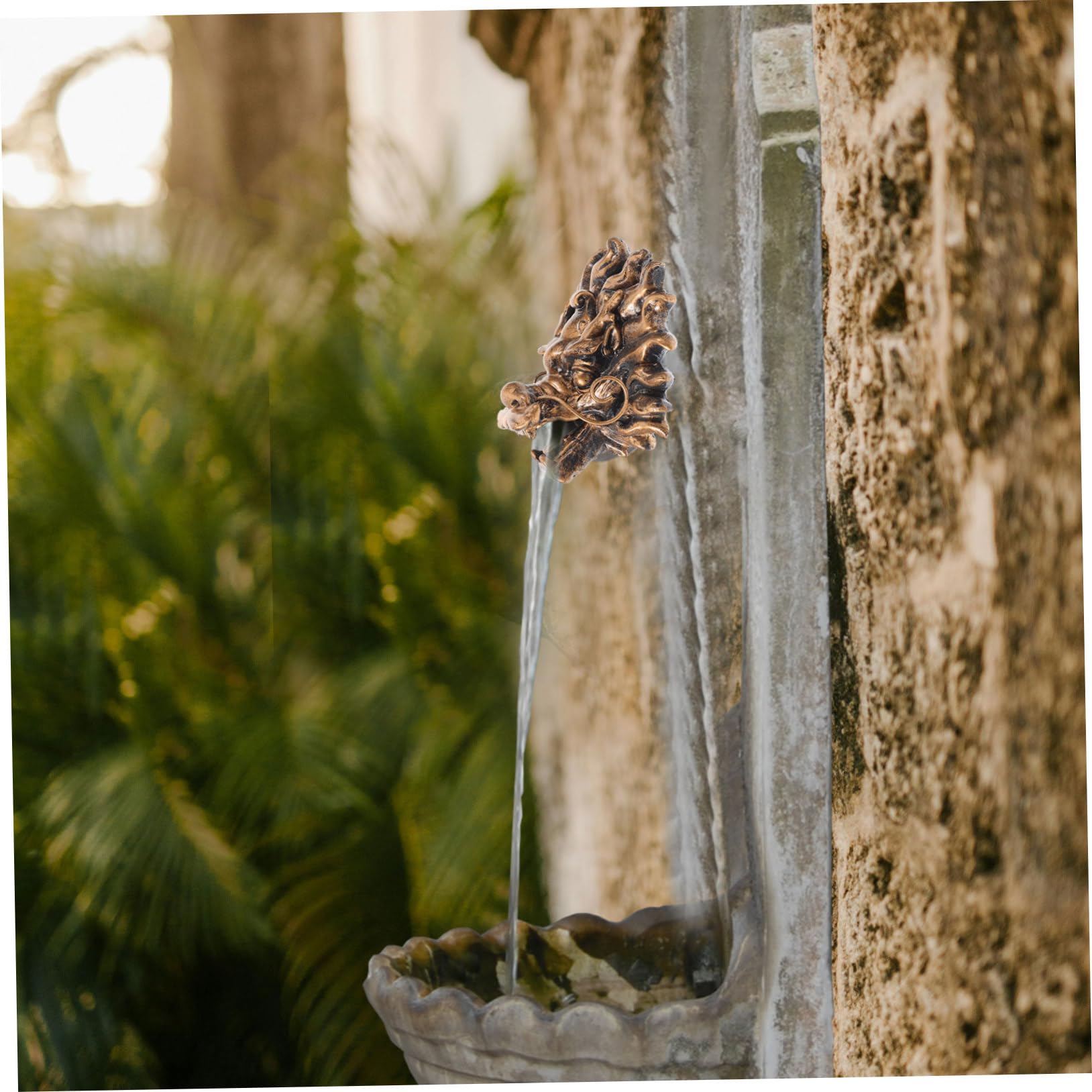 Fontaine Murale avec Tête De Dragon Dorée Robinet Extérieur pour Jardin Et Villa Fontaine Décorative pour Aménagement Paysager Extérieur