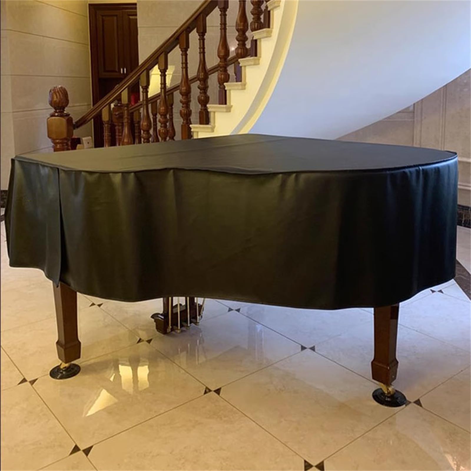 Copertura Antipolvere in Pelle per Pianoforte a Coda, Copertura Universale in Pelle PU, Antipolvere e Impermeabile, Accessorio per Strumento Musicale, Nero, A, 200 cm