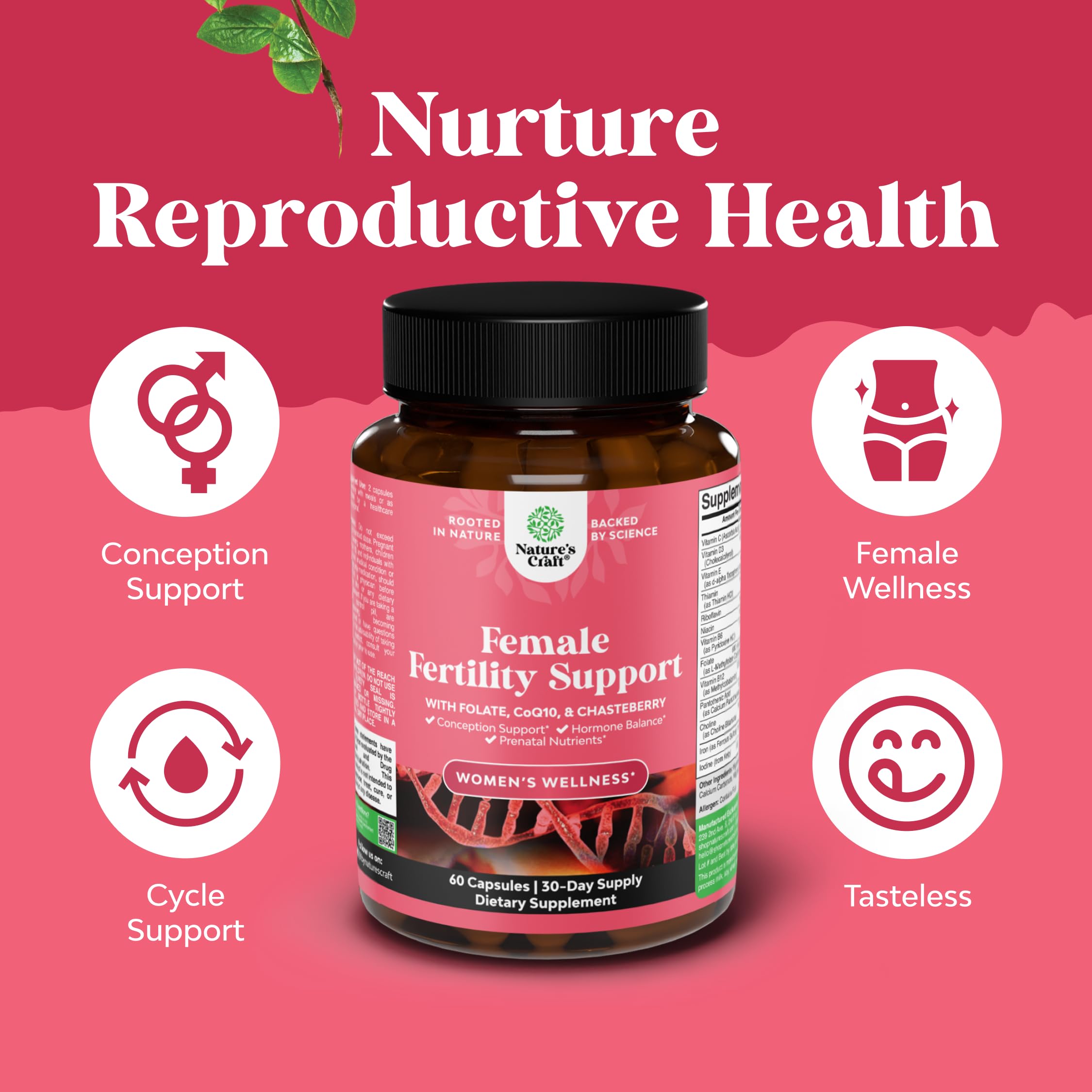 Female Fertility Support Capsules with Prenatal & CoQ10 - 60 Count — Amazon image 4