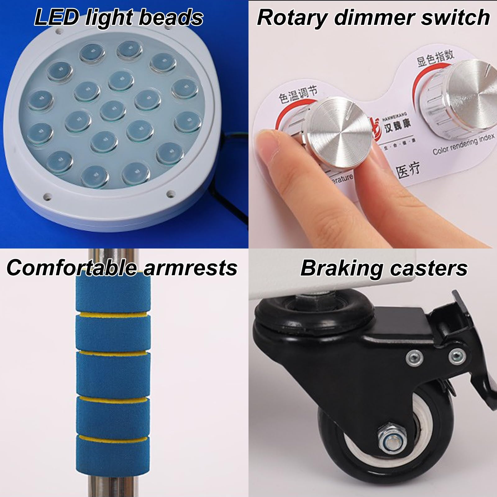 Lampa medyczna LED, lampa do badań chirurgicznych z regulowaną wysokością i kątem, dobrze rozprasza ciepło do użytku ambulatoryjnego i ginekologicznego
