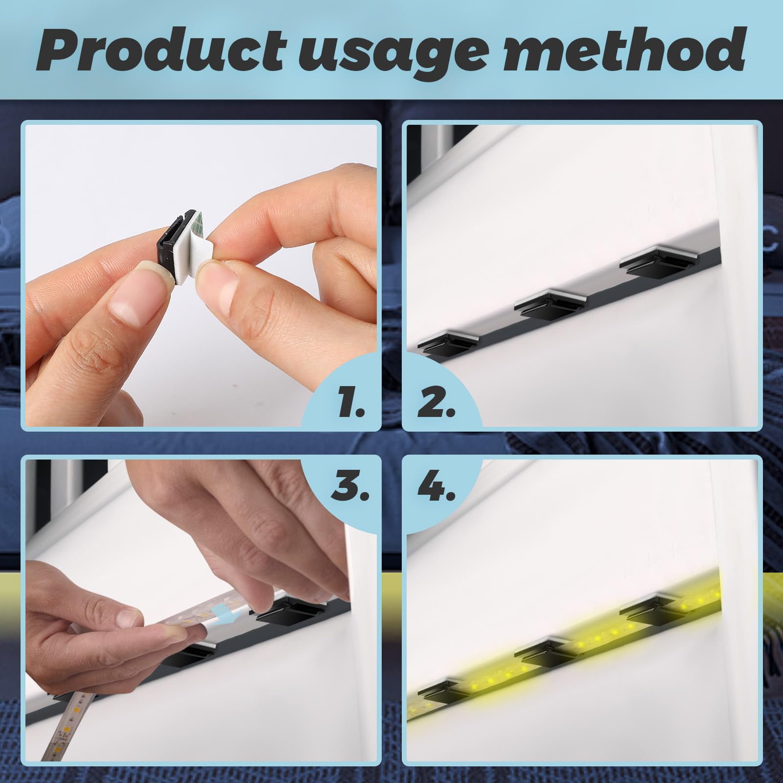 60 Clip Portacavi Autoadesive Per Strisce LED 10mm - Fermacavi In Plastica Per Organizzare Luci E Fili, Bianche - 2
