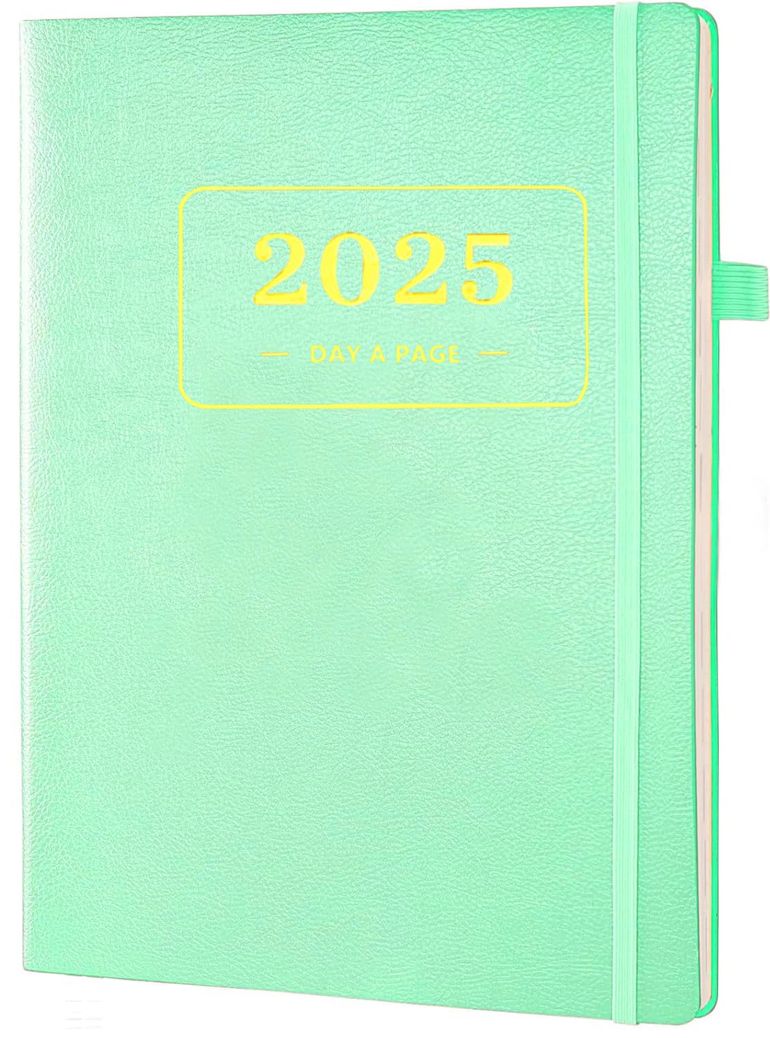 Dzannc 2025Leather Planner Monthly Weekly-5.7 X 8.5"12Month Calendar Book 2025 Academic Plan Appointment Book Weekly Agenda To-Do Yearly Goals planner notepad (2025-GREEN)