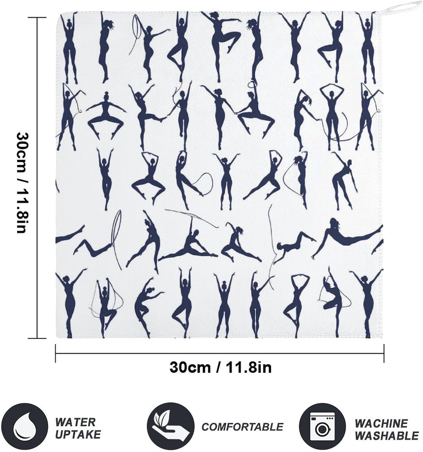 Silhouettes Rhythmic Gymnastics Hand Towels for Bathroom Kitchen Towels Small Towel Handkerchiefs with Hanging Loop 4PCS