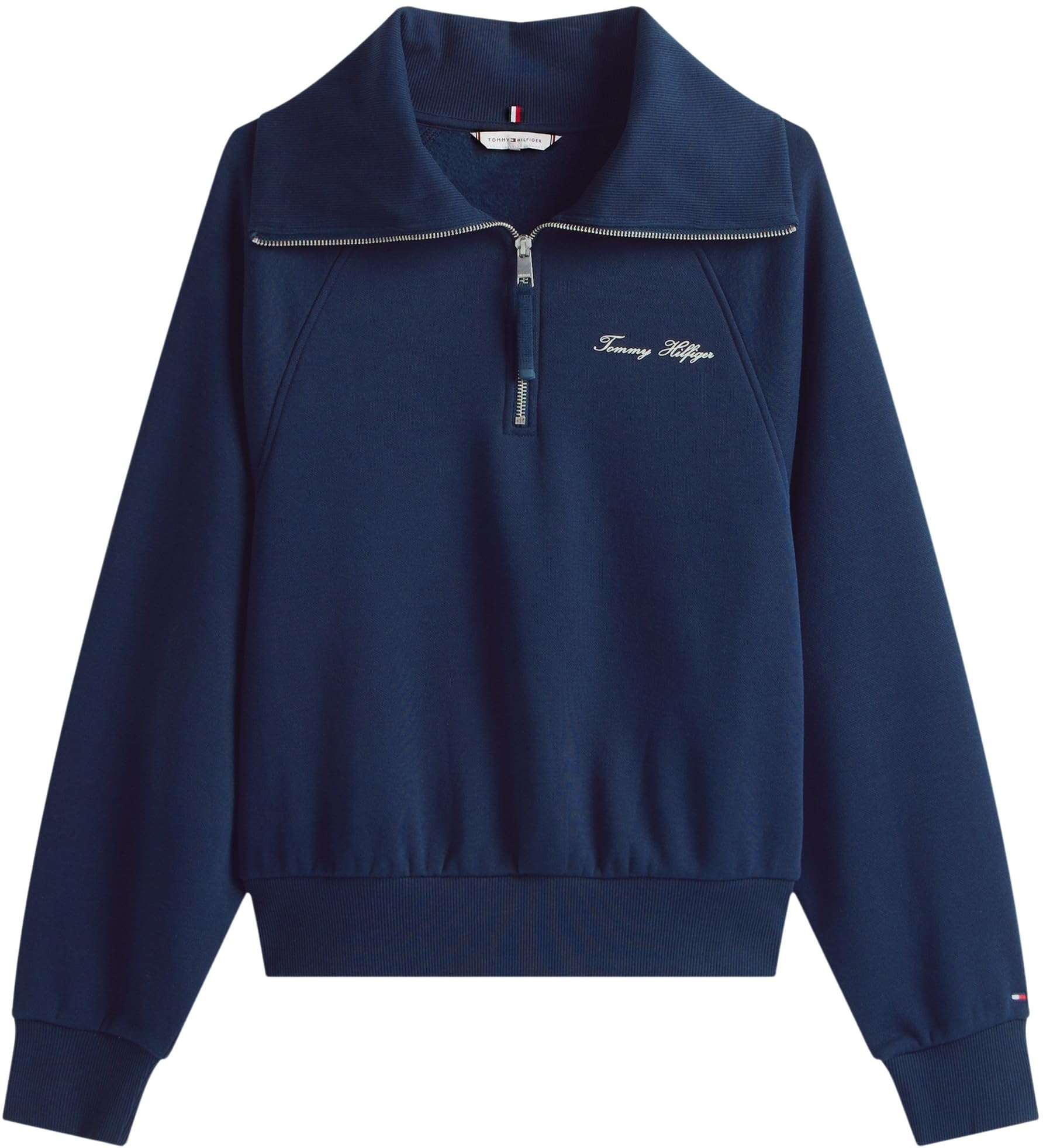 Tommy Hilfiger Damska klasyczna bluza polarowa z zamkiem błyskawicznym WW0WW46632, niebieska, XXXL, Niebieski (Dark Night Navy), 3XL duże rozmiary wysoki